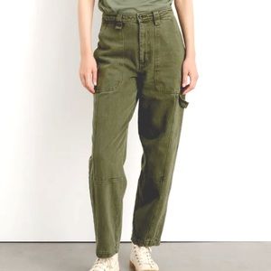 Alex Mill Phoebe Pants Army Olive straight legs High Rise Cargo women’s Sz 14